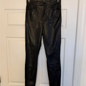 MOTHER Sleek Black Leather Pants